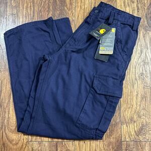 Carhartt Flame Resistant NWT canvas cargo pant 36x32 navy blue